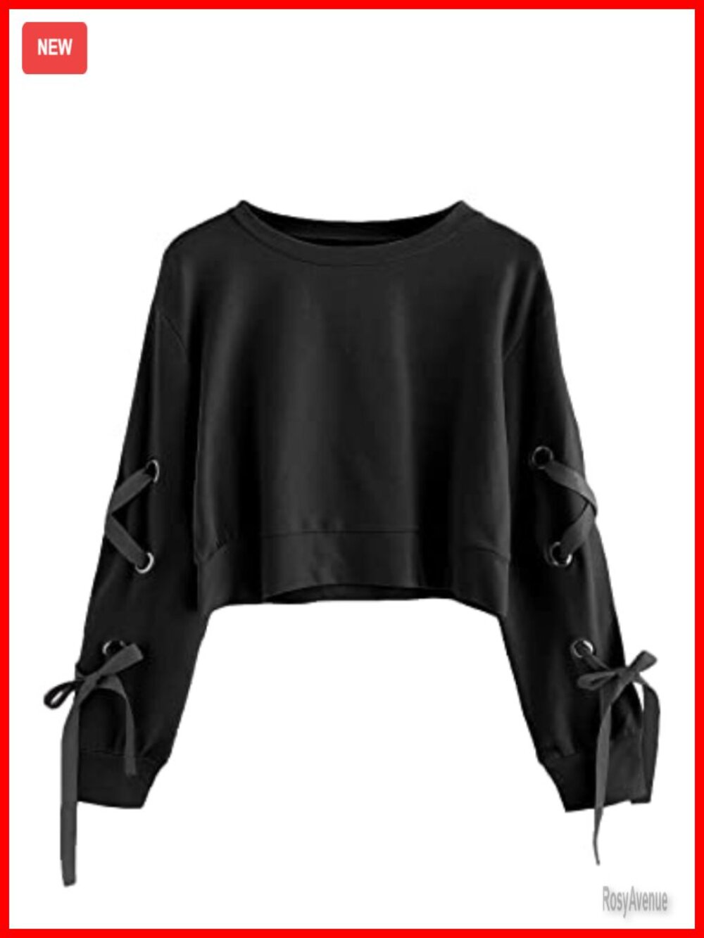 Lace Up Long Sleeve Pullover Crop Top Sweatshirt